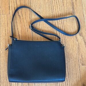 Lo & Sons The Pearl Saffiano Black with Gold Hardware Crossbody